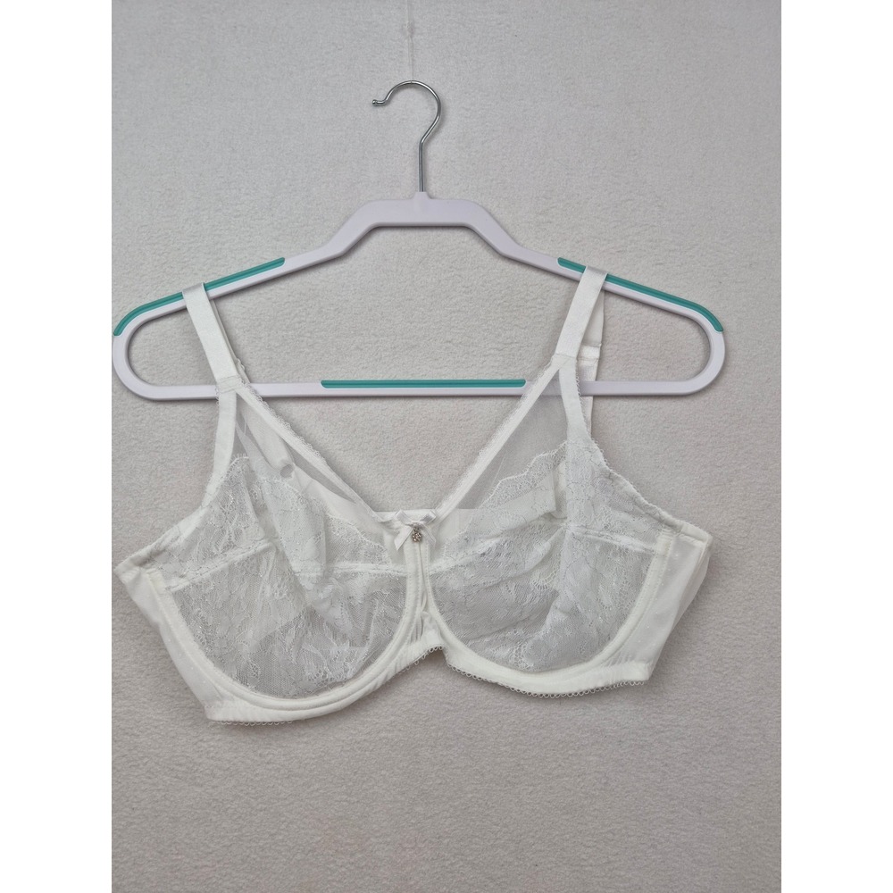 Wacoal Retro Chic Full Figure Underwire Bra 40D White Lace 855186